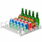 KUUKIKV fridge drink organizer front view keeps beverages neatly accessible.