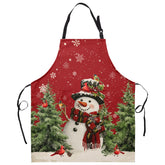 Kwlegh red snowman cardinal birds apron for festive cooking and baking