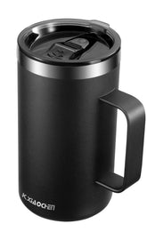 KXIAOCHEN 20oz insulated mug with lid in black keeps drinks hot on the go.