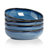 KYBSCZ Royal Blue ceramic pasta bowls, front view, ideal for large servings
