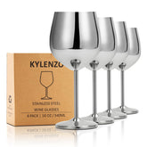 Kylenzo stainless wine glasses front view, elegant design for any occasion