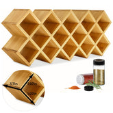 Kylinbigda bamboo criss-cross spice rack front view offers organized storage for spices.