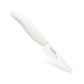 Kyocera Revolution 3in paring knife with white handle for precise peeling.