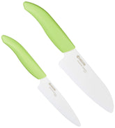 KYOCERA Revolution Santoku 5.5-inch close-up showing precise slicing