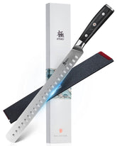 KYOKU 12-inch slicing knife blade close-up for precise carving