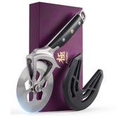 Kyoku 4in pizza cutter with sakura cutout for precise topping control