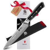 KYOKU Chef Knife 6-inch with sheath for secure storage and ready slicing.