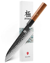 KYOKU Kage 8-inch knife blade close-up shows laminated steel durability for precise cuts