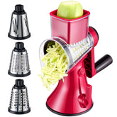 KYZ rotary cheese grater crank action for fast, fresh shreds.