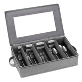 Lafulling flatware storage box with a transparent window for quick utensil discovery.