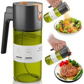 LAKUMIQI Upgrade 2-in-1 oil sprayer bottle pour demonstrates spill-free flow for cooking
