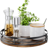 LAMU 10-inch wooden lazy Susan with base for organized spice storage.