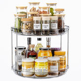 LAMU 2-Tier Lazy Susan top view shows spacious 10.6-inch surface for organized storage