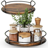 LAMU 10-inch wooden Lazy Susan turntable organizes spices with easy reach.