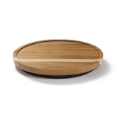 LAMU acacia wood lazy susan top view showing natural grain for easy counter organization.