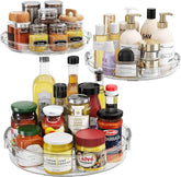 LAMU 3-pack Lazy Susan assembly demonstrates versatile cabinet storage.