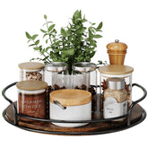 LAMU wooden Lazy Susan 9-inch turntable enables easy access to spices and oils.