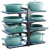 LAMU pots and pans organizer under cabinet eight-tier design for easy access.