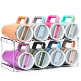 LANDNEOO 2-tier bottle storage rack showcases a neat, space-saving design for large bottles.