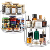 LANDNEOO 2-Tier Lazy Susan top view shows accessible spice storage with smooth rotation