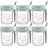 LANDNEOO 6 pack 16oz glass jars with airtight lids for overnight oats.