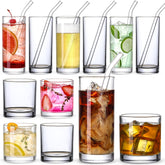LANDNEOO glass cups highball and rock set, crystal-clear and versatile for daily use