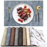 LANDVIEW leather heat-resistant placemats with textured blue surface protecting table from heat and stains
