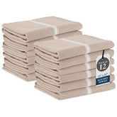 Lane Linen kitchen towels folded in beige for quick spill cleanup