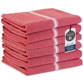LANE LINEN kitchen towels set in red, 14x25, absorbent for easy cleanup