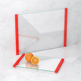 LANGBOHOS glass cutting board 12x16 red, durable surface for meal prep