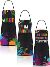 Langyiwee painting apron with colorful front design protects clothes during painting.