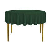 Lann's Linens 70-inch round hunter green tablecloth on an elegant banquet setup.