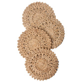 Laquedecraft round corn husk placemats set of 4 add rustic charm and surface protection.