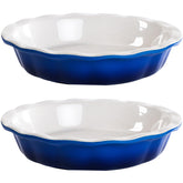 Lareina ceramic deep-dish pie pan 9-inch blue set — even baking for golden crusts.
