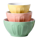 Lareina pastel ceramic bowls, top view, ideal for quick prep and serving.