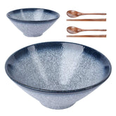 Lareina ceramic ramen bowl blue set for an authentic dining experience