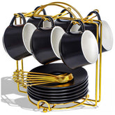 Lareina espresso cups set with saucers ready for daily coffee rituals.