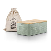 LARS NYSØM bread box in Sage Green with a metal finish for lasting freshness.