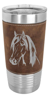 LaserGram Horse Head Tumbler design for horse lovers on the go