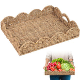 LASIDO seagrass serving tray with scalloped edge, ideal for presenting appetizers