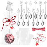 Lasnten Christmas spoons with four patterns add festive cocoa stirring charm.