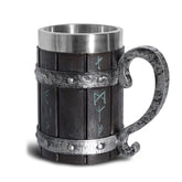 LAUGOKOBE Nordic Viking Rune Mug full view shows 18oz capacity for hot or cold drinks