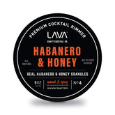 LAVA Premium Habanero & Honey Cocktail Rimmer jar lid close-up for easy rim setup
