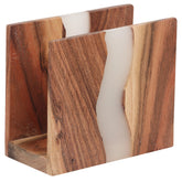 LAVAUK Acacia wood epoxy napkin holder highlights natural grain with a durable, artisanal finish.