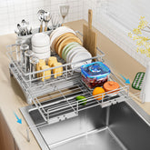 Laveshop dish rack extended to show large capacity for plates and bowls, ideal for busy kitchens.