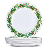 Layhit holly plates 8-inch with festive rim for holiday dining and easy cleanup