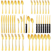 LayHyand 48-piece gold silverware set package for elegant dining