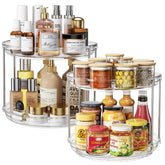 LazySpin 2-pack 2-tier top view shows compact cabinet storage.