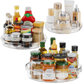 LazySpin 3-pack lazy Susan organizer in clear acrylic keeps cabinets tidy