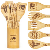 LBCIGOR sloth bamboo spoon set with spork showcasing cute design and practical kitchen use